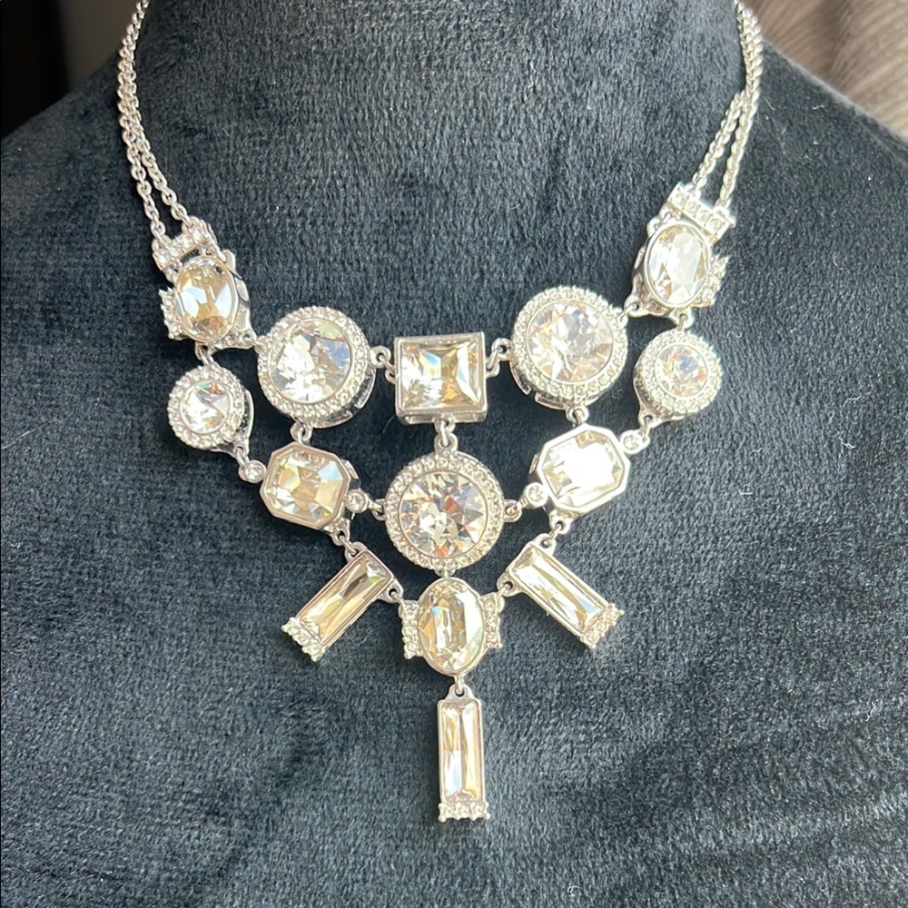 Swarovski Spotlight Bib Silver Adjustable Necklace with Crystal Elements